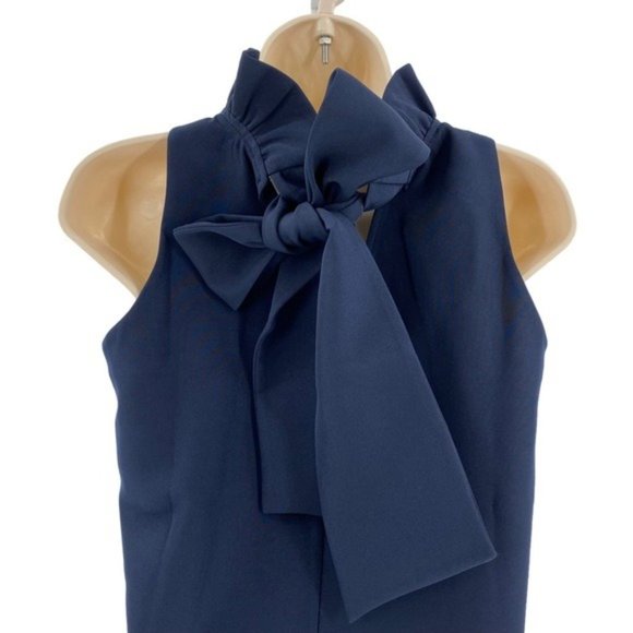 Tuckernuck | NEW Navy Mason Preppy Ruffle Collar Bow Tie Top Size XS - Picture 8 of 11